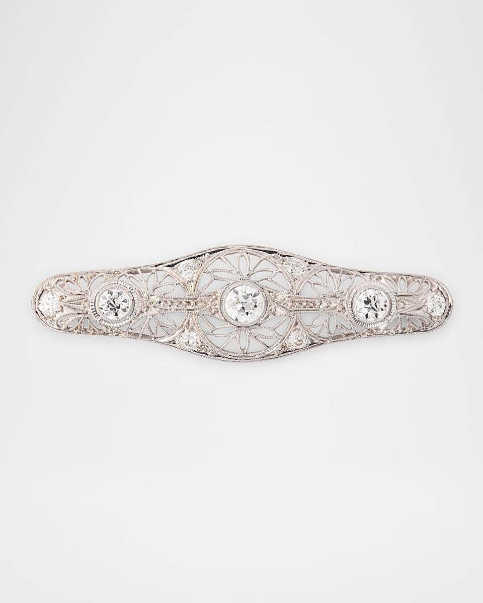 Estate Art Deco Platinum Diamond Filigree Bar Pin